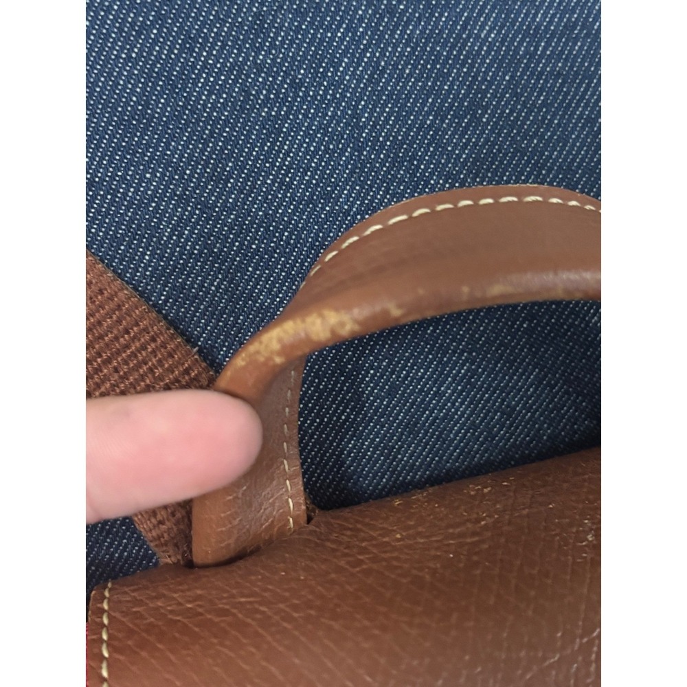 Longchamp Le Pliage Red Nylon Backpack Women Gold Zip Leather Trim STAINED - Picture 3 of 15